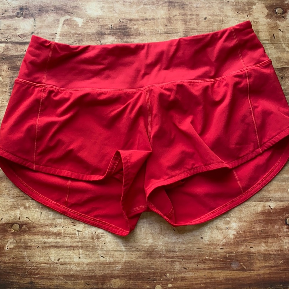 Red Lululemon shorts.